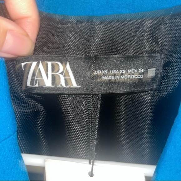 Zara Blue Front Button Blazer Size XS New With Tags - Picture 2 of 11